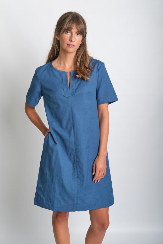 Nina Blue Linen Tunic Dress | by BIBICO